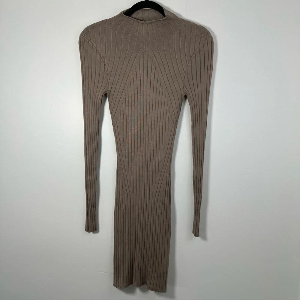 Abercrombie & Fitch Women’s Beige Long Sleeve Ribbed Knit Bodycon Dress Size XS
